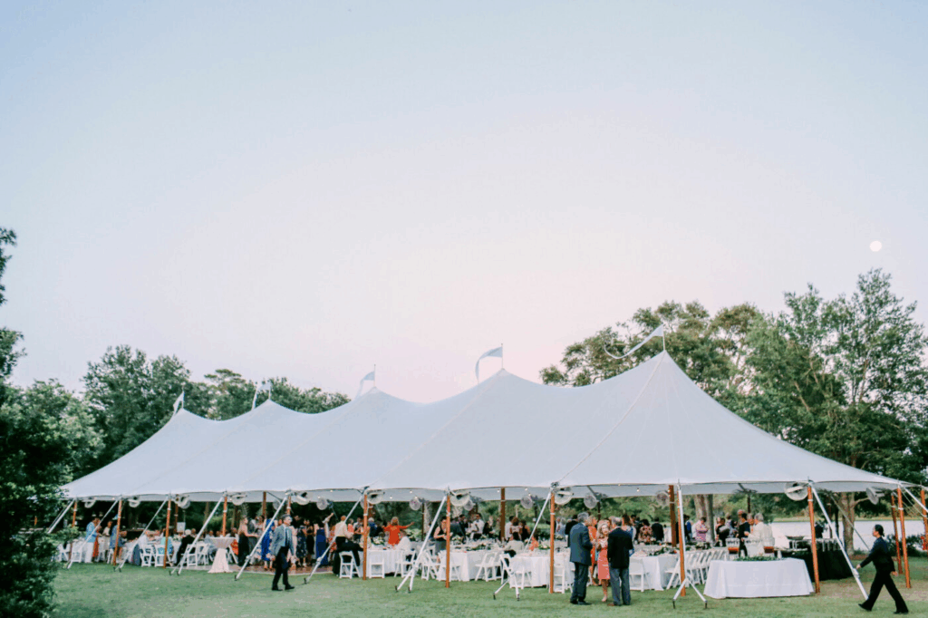 Outdoor garden wedding with tent wilmington nc