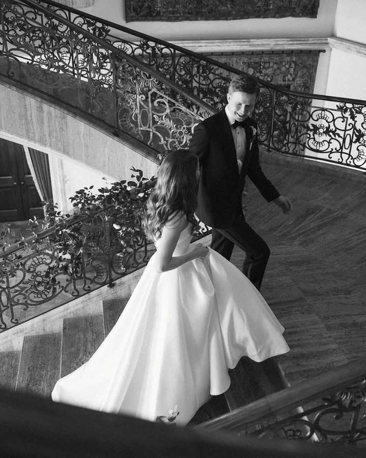 Bride and groom at upscale New Jersey estate wedding ceremony