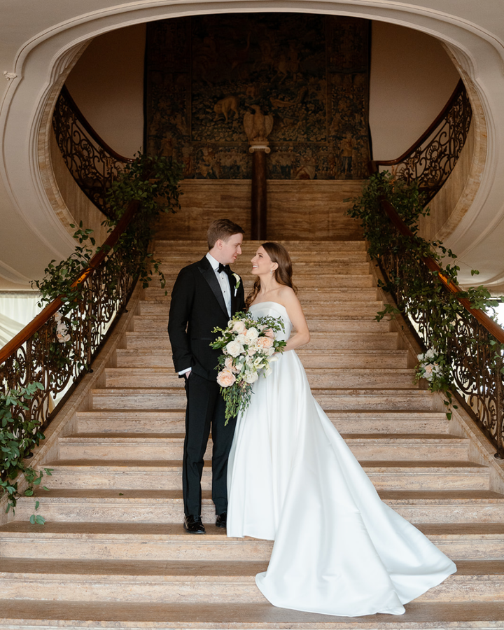 Bride and groom at upscale New Jersey estate wedding ceremony