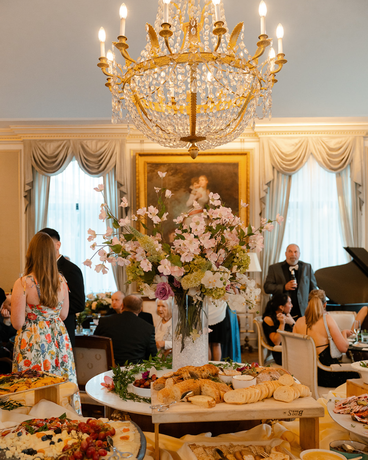 Elegant luxury New Jersey wedding grazing table set up